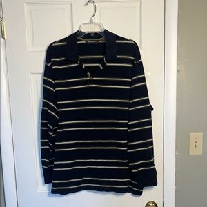 Eddie Bauer Men's Striped L/S polo shirt navy white green XXXL